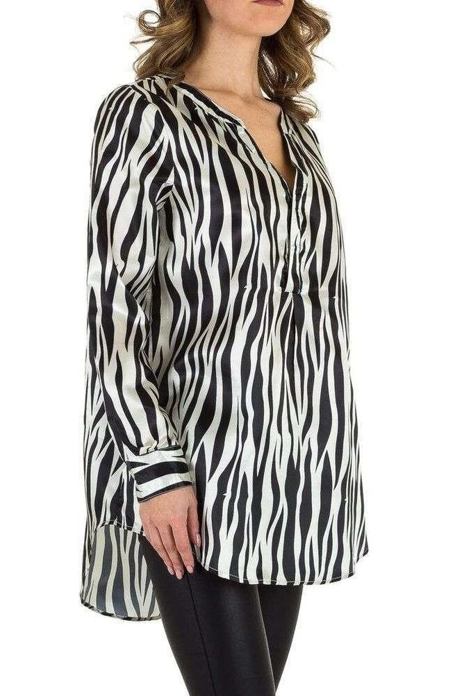 Bluza dama, FBL213254CMD, negru, croiala lejera, imprimeu zebra, M INTL - eMAG.ro