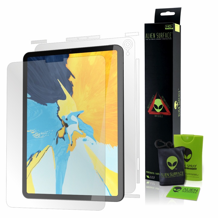 Alien Surface XHD, Apple iPad Pro 11" (2018), képernyővédő fólia, hátsó, oldal + ajándék Alien Fiber