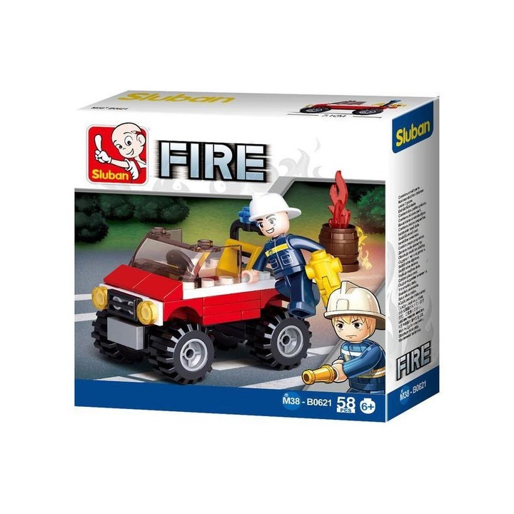 Sluban tűzoltójeep építőjáték
