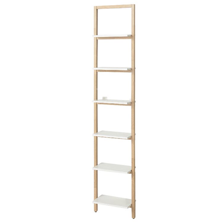 Etajera pentru baie cu 6 rafturi, Arly, 40x20x190 cm Alb/Stejar