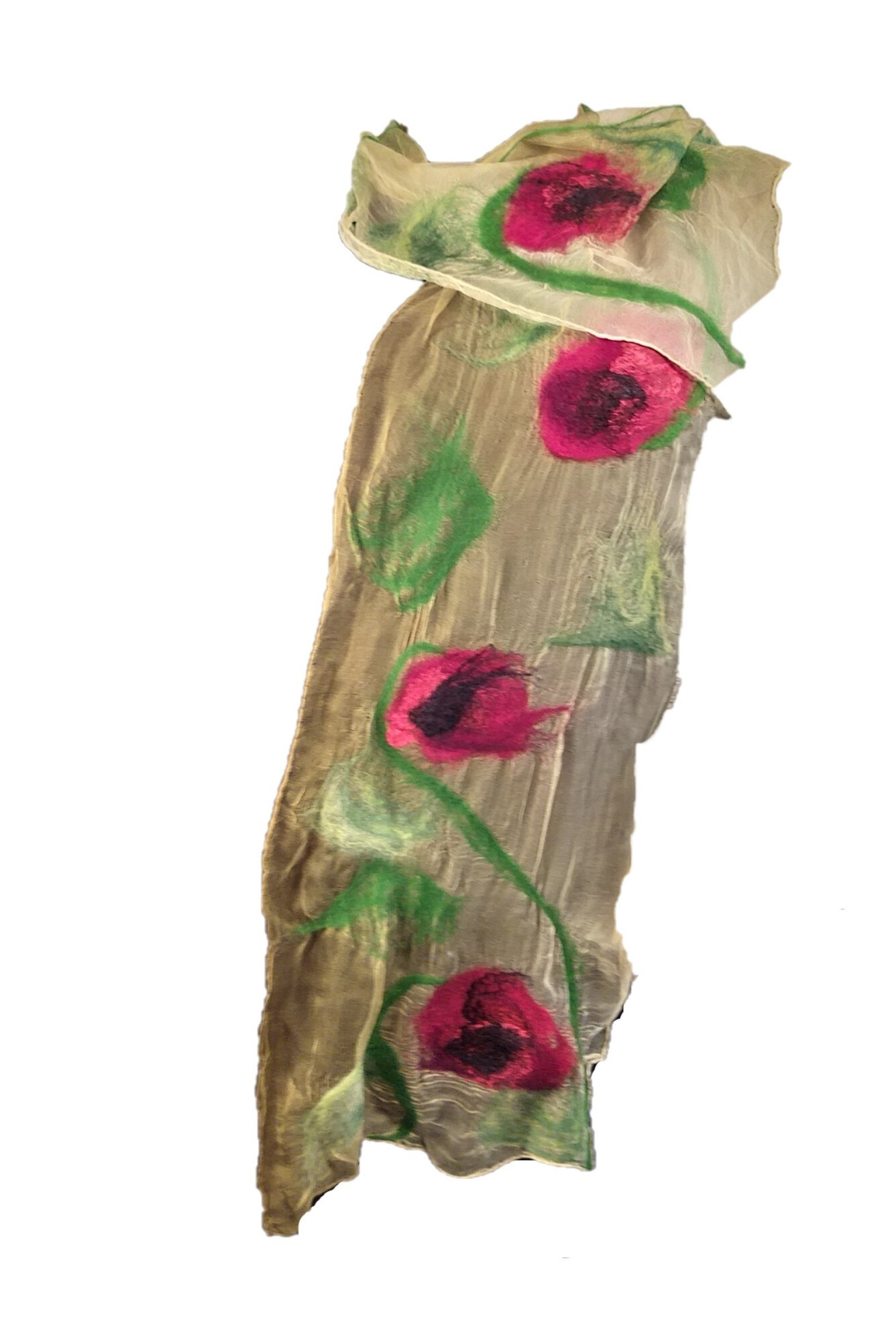 Esarfa dama Feigl, verde pal, flori