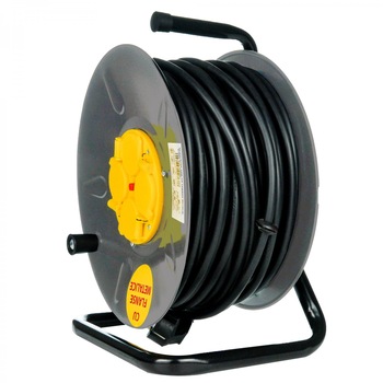 Derulator cablu electric cu flanse metalice, iMK®, 4 prize, 25 m, 3 x 2.5 mmp, contact de protectie Derulator cablu electric cu flanse metalice, iMK®, 4 prize, 25 m, 3 x 2.5 mmp, contact de protectie