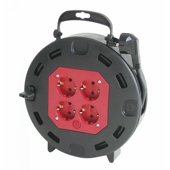 Derulator cablu electric capsulat, iMK®, 4 prize, 10 m, 3 x 1.5 mmp, contact de protectie Derulator cablu electric capsulat, iMK®, 4 prize, 10 m, 3 x 1.5 mmp, contact de protectie