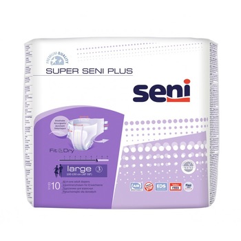 Pachet 5 seturi de Scutece Pentru Incontinenta Super Seni Plus nr. 3 Large - L 10 buc/set , Seni plus Pachet 5 seturi de Scutece Pentru Incontinenta Super Seni Plus nr. 3 Large - L 10 buc/set , Seni plus