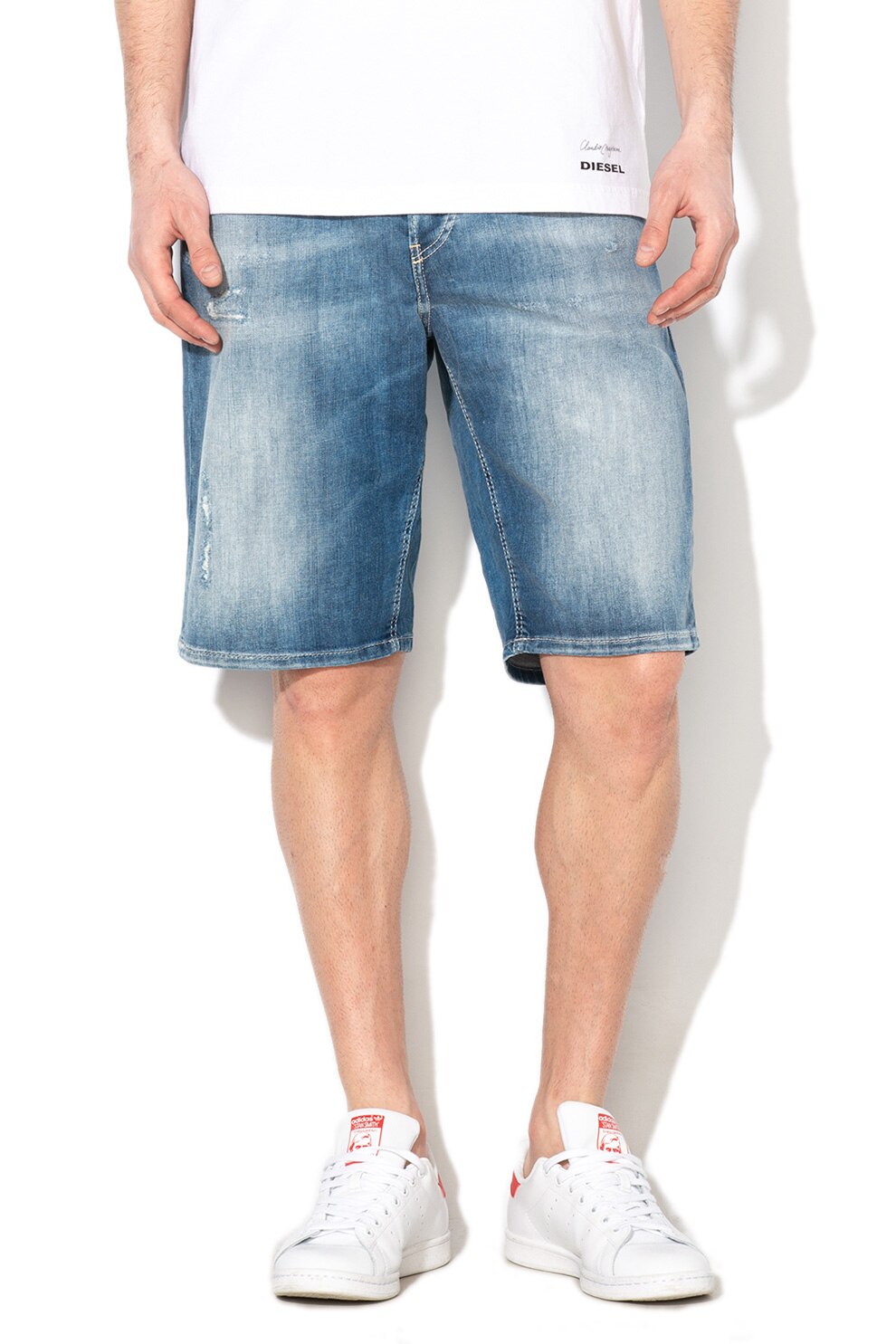 Diesel, Bermude din denim Keeshort, Albastru stins, 31