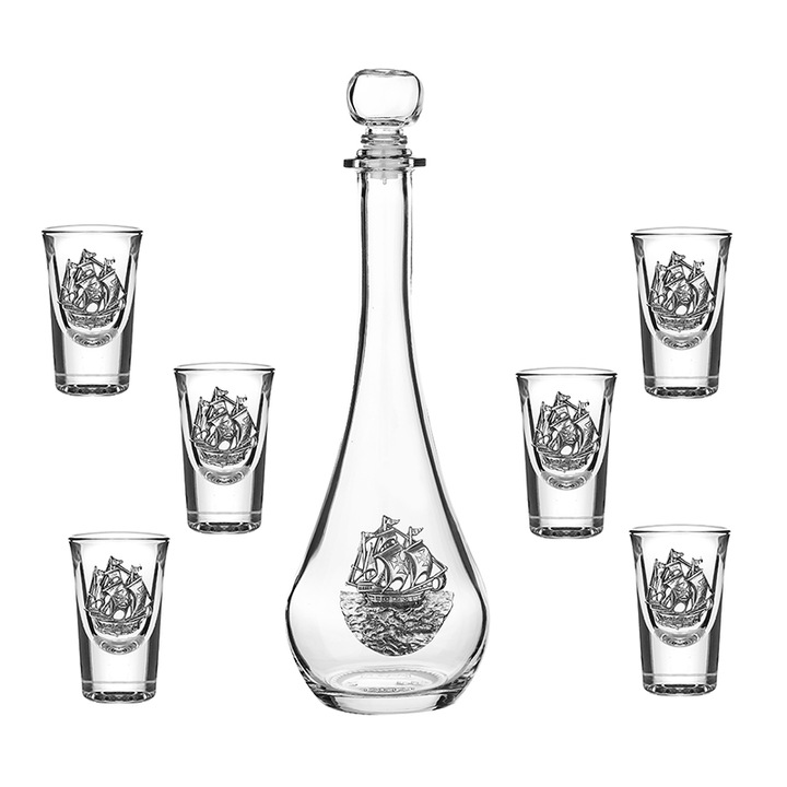 Сет за ракия Димс-92 F32096, С плочка кораб