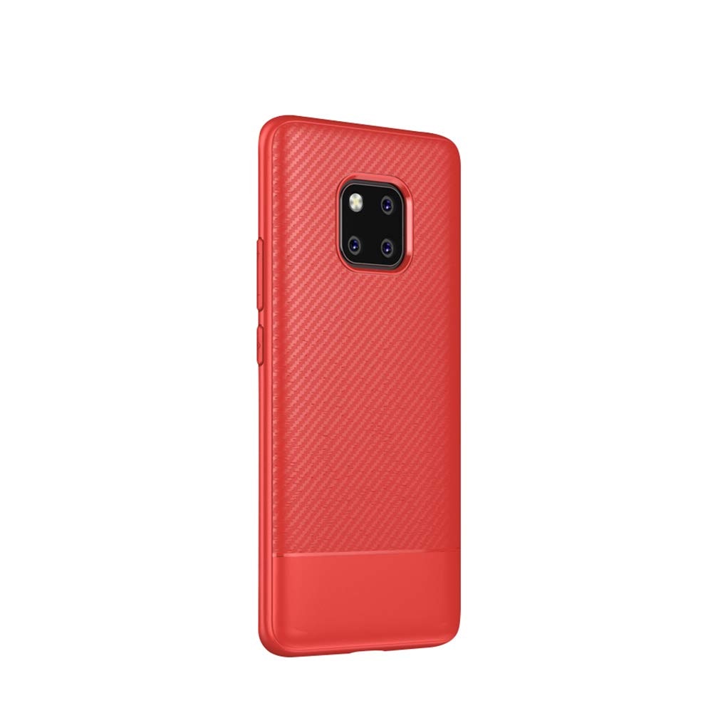 Husa Huawei Mate 20 PRO cu fibra de carbon, Slim Antisoc, carcasa spate, Rosu