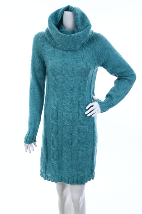Дамска плетена рокля ИМИ 17, мохер, Зелен, М