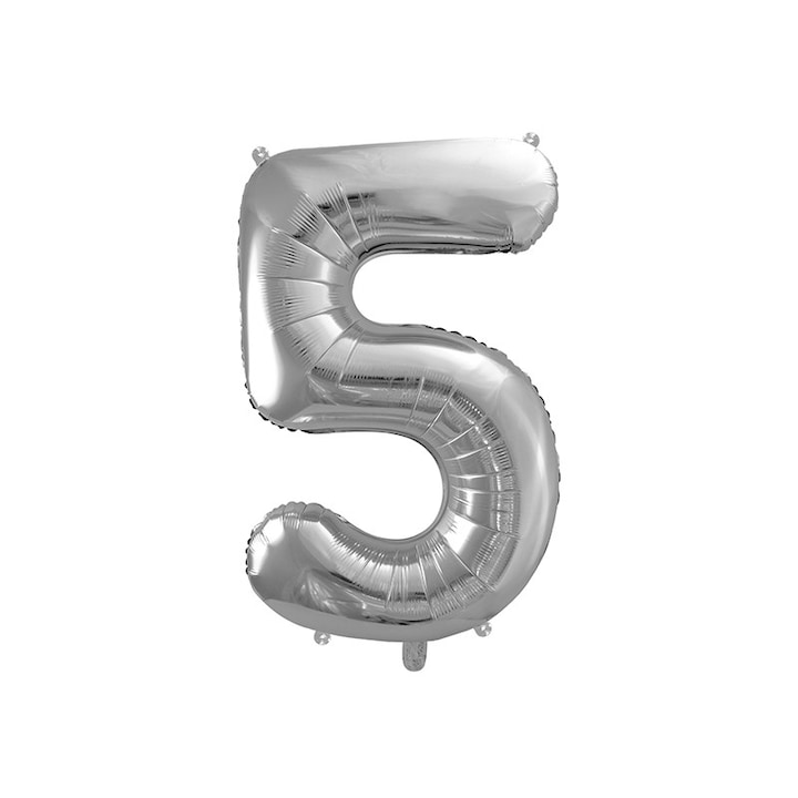 Фолио за балон PartyMag, Номер 5, сребрист, 86 см