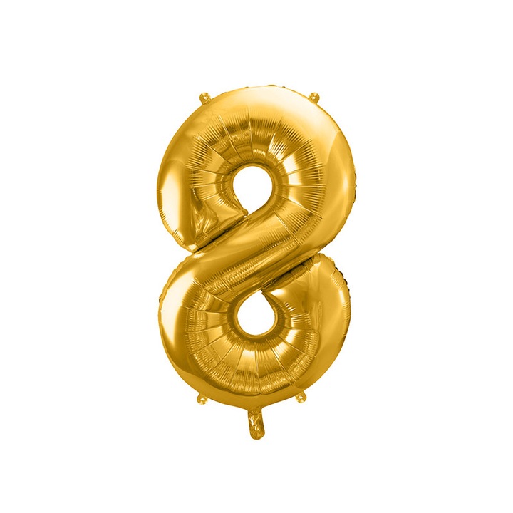 8-as számú fólia lufi, arany, 86 cm - PartyMag