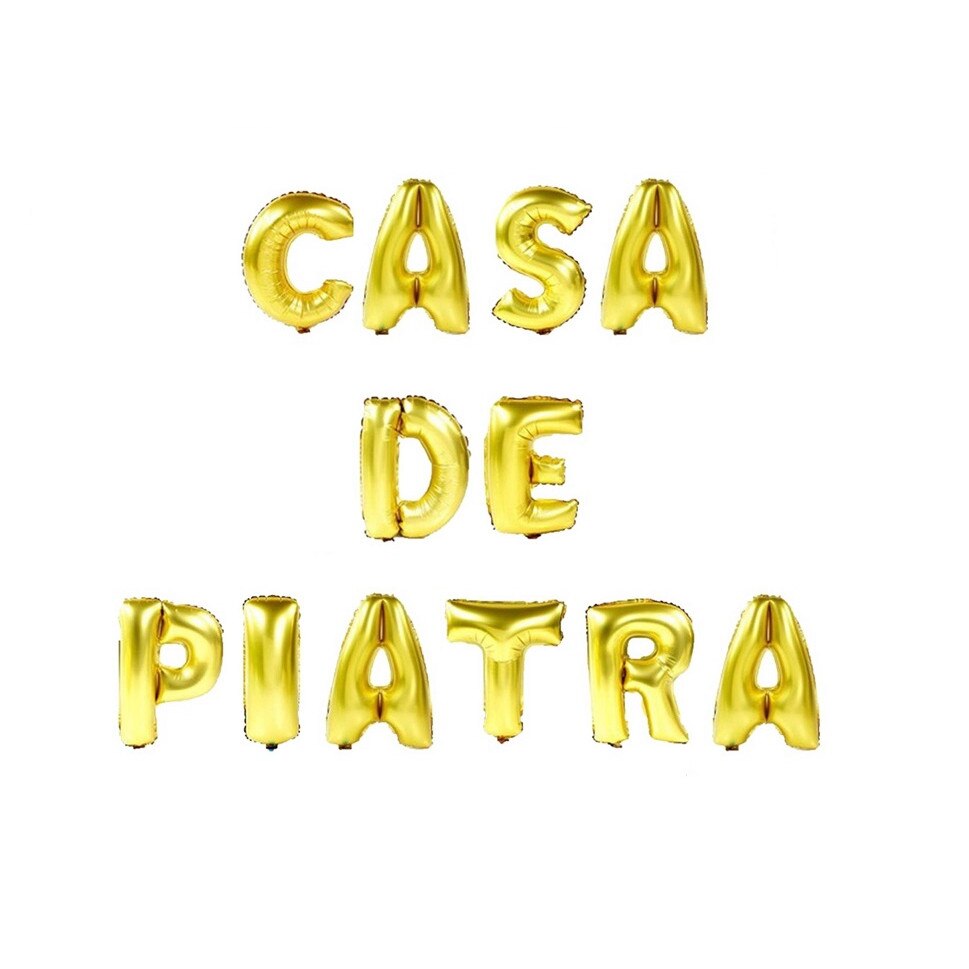 Set baloane folie casa de piatra auriu nunta 45cm