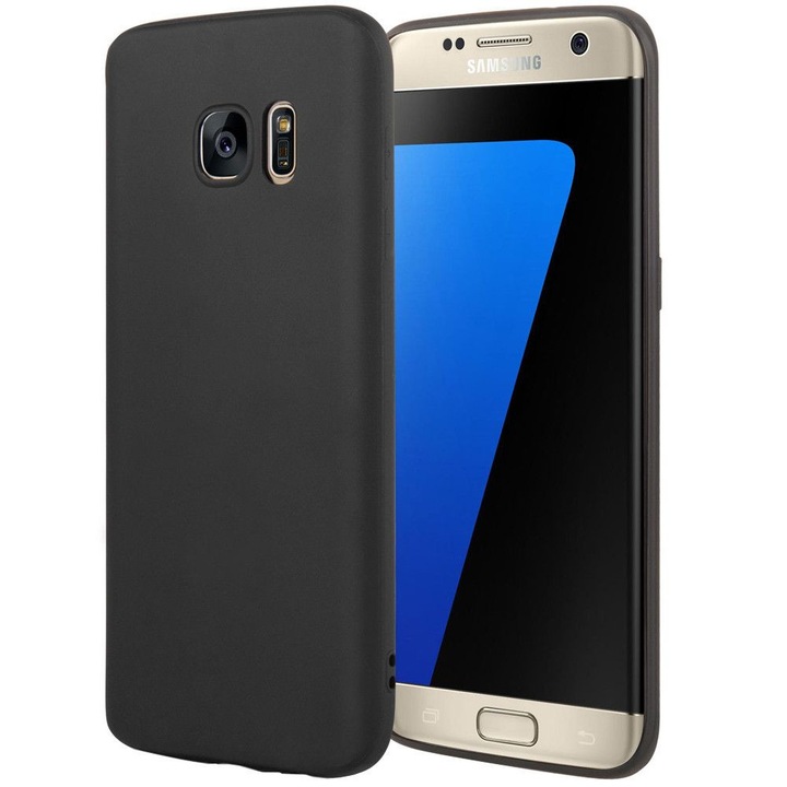 Кейс с матов ефект за Samsung Galaxy S7 Edge черен, силиконов