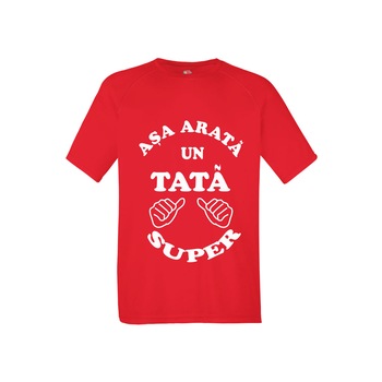 Tricou personalizat Fruit of the loom rosu Asa arata un tata super XL