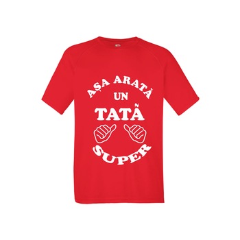 Tricou personalizat Fruit of the loom rosu Asa arata un tata super XL Tricou personalizat Fruit of the loom rosu Asa arata un tata super XL