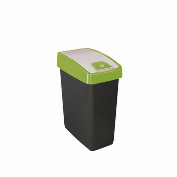 Cos gunoi cu deschidere dubla 25 litri, negru/verde Cos gunoi cu deschidere dubla 25 litri, negru/verde