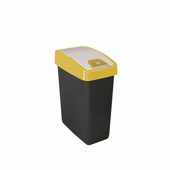 Cos gunoi cu deschidere dubla, 25 litri, negru/galben Cos gunoi cu deschidere dubla, 25 litri, negru/galben