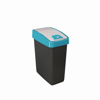 Cos gunoi cu deschidere dubla, 45 litri negru/albastru Cos gunoi cu deschidere dubla, 45 litri negru/albastru