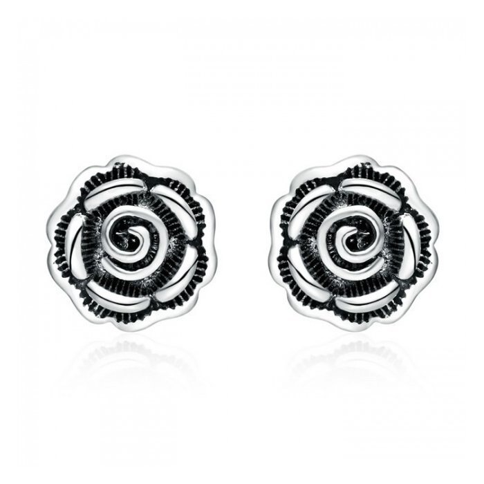 Cercei din argint cu Trandafiri Patinati