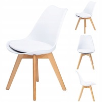 Set 4x Scaune Moderne cu Perna pentru Bucatarie, Living, Sufragerie sau Exterior, Model PC-003, Culoare Alb