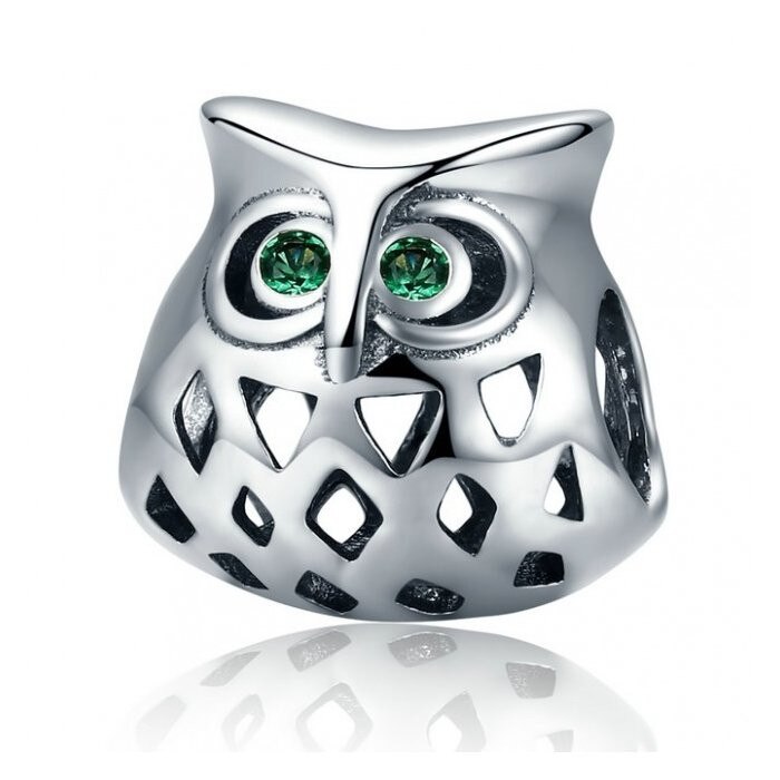 Talisman din argint patinat Funny Owl