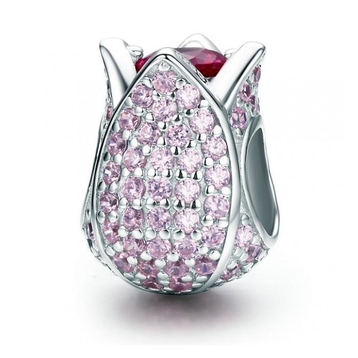 Talisman din argint Pink Tulip