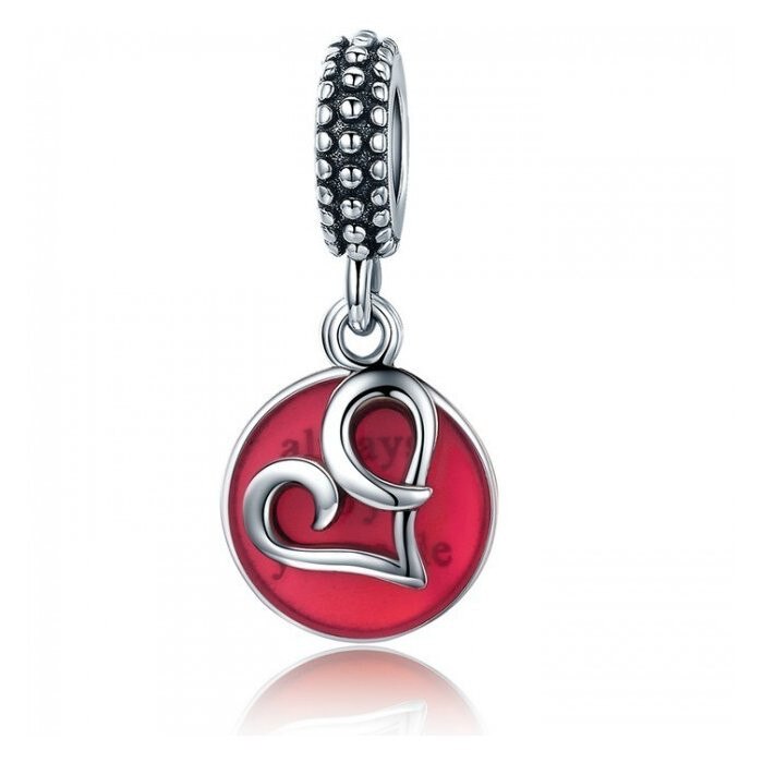 Talisman din argint sub forma de Pandantiv cu Inima Argintie si Mesaj