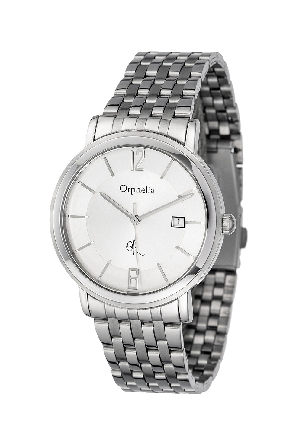 Orphelia, Ceas analog rotund cu bratara metalica, Argintiu