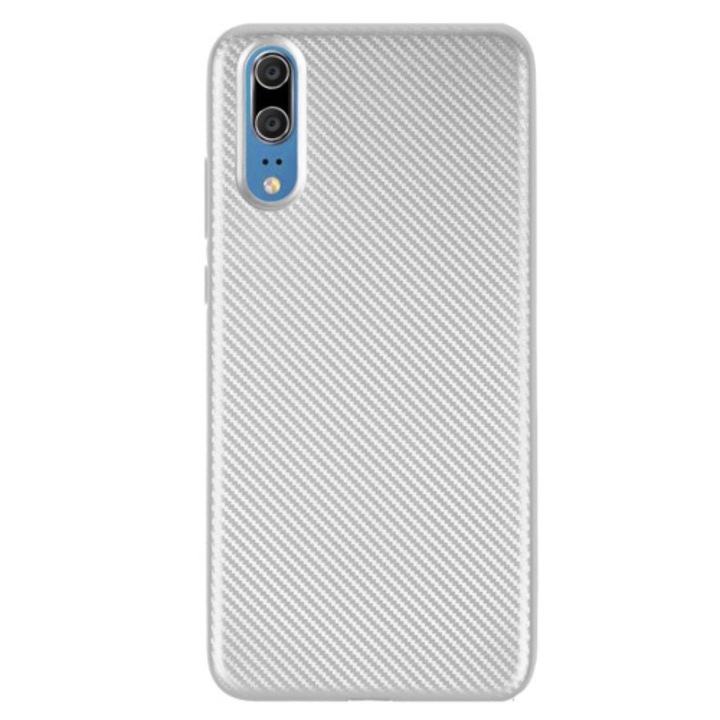 Huawei P20 telefontok gumi / szilikon (karbon minta) Ezüst