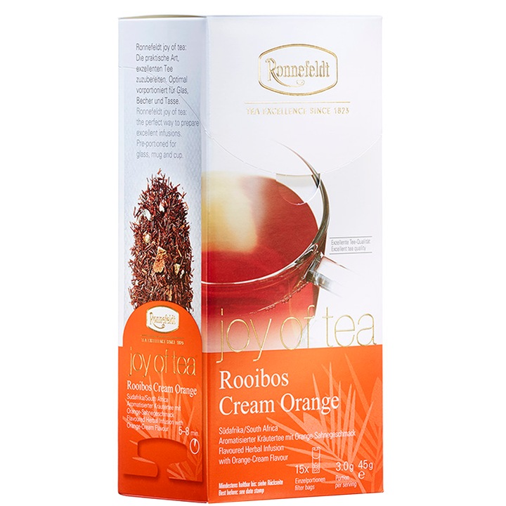 Ceai - Infuzie plante J.T. Ronnefeldt, Joy of Tea Rooibos Cream Orange, 15 pliculete, 45 gr.