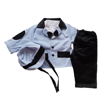 Costum de botez Handmade Minis Boutique, bleu, 6-9 luni Costum de botez Handmade Minis Boutique, bleu, 6-9 luni