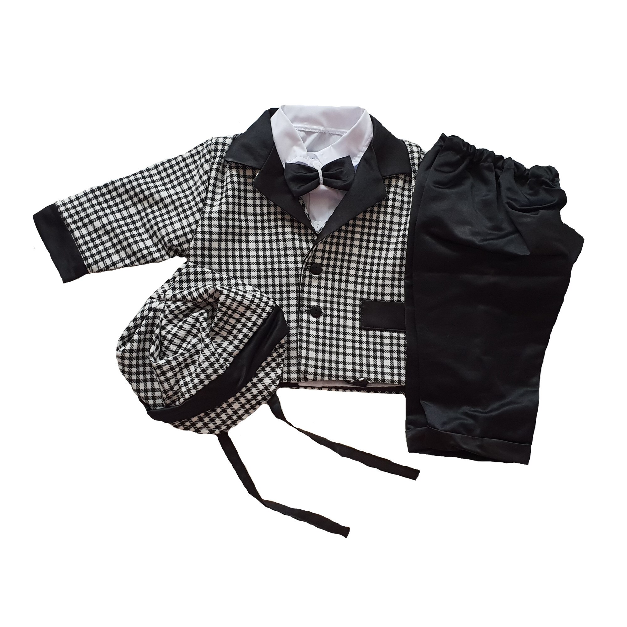 Costum de botez Handmade Minis Boutique, patratele, 3-6 luni