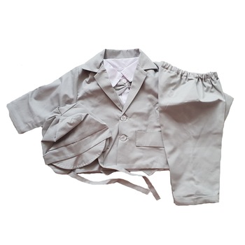 Costum de botez Handmade Minis Boutique, gri, 6-9 luni Costum de botez Handmade Minis Boutique, gri, 6-9 luni