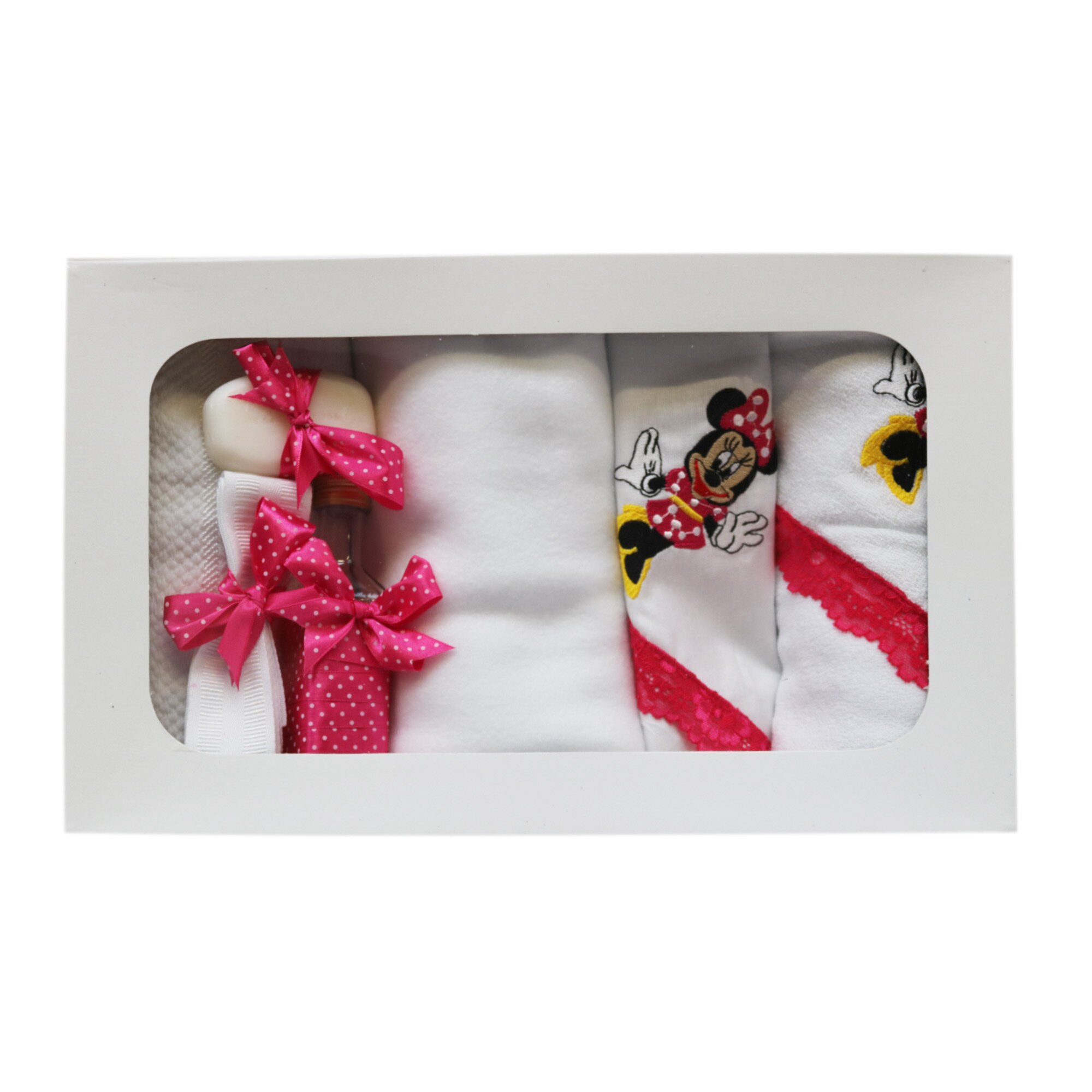 Trusou pentru botez 7 piese, alb-roz, dae2166