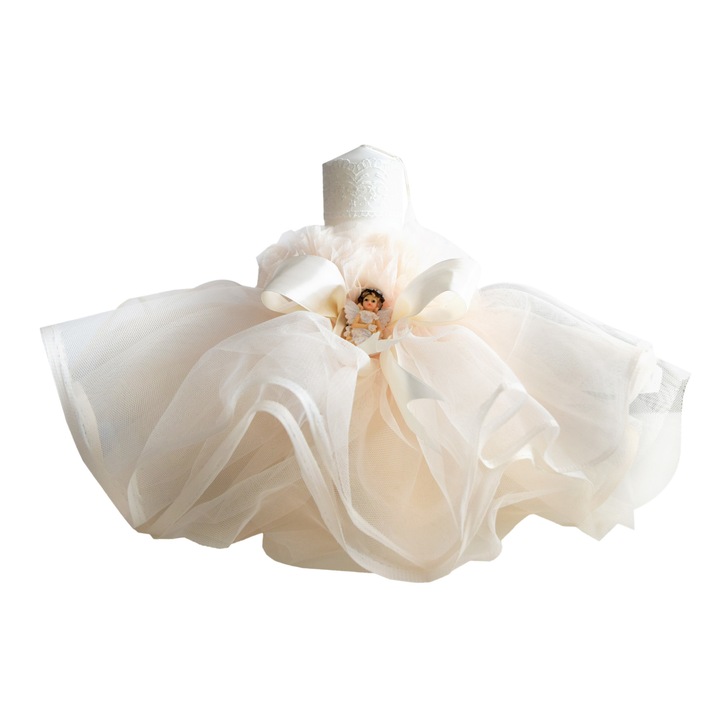 Lumanare botez crem cu ingeras si prosop brodat Creativ132