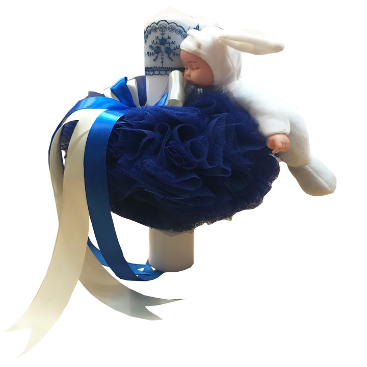 Lumanare botez decorata cu iepuras Creativ141