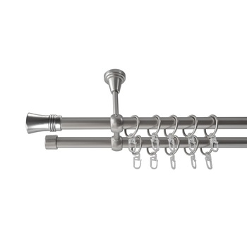 Galerie metalica 300cm pentru perdele cu prindere in tavan, dubla, model Ahile, grosime 19 mm, inox, KIT COMPLET Galerie metalica 300cm pentru perdele cu prindere in tavan, dubla, model Ahile, grosime 19 mm, inox, KIT COMPLET