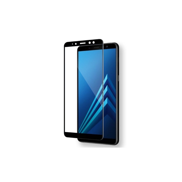 Стъклен протектор Tempered Glass 3D Full Glue за Samsung A7 2018 , Черен