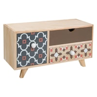 Dulapior de lemn cu 3 sertare si design multicolor , DecorCasa , 29 x 11 cm