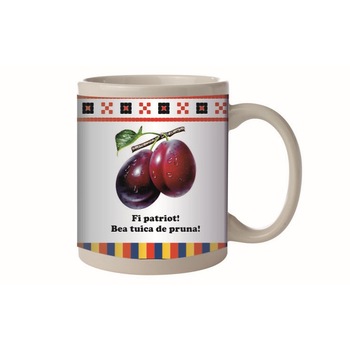 Cana FLAVIAN-SHOP, personalizata Fii patriot, model prune, 330 ml Cana FLAVIAN-SHOP, personalizata Fii patriot, model prune, 330 ml