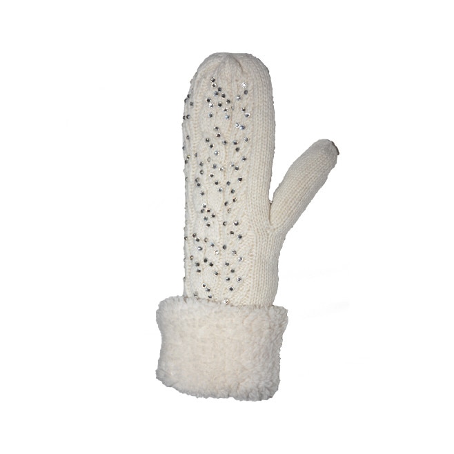 Manusi de iarna din material tricotat, D&J Exclusive,Alb