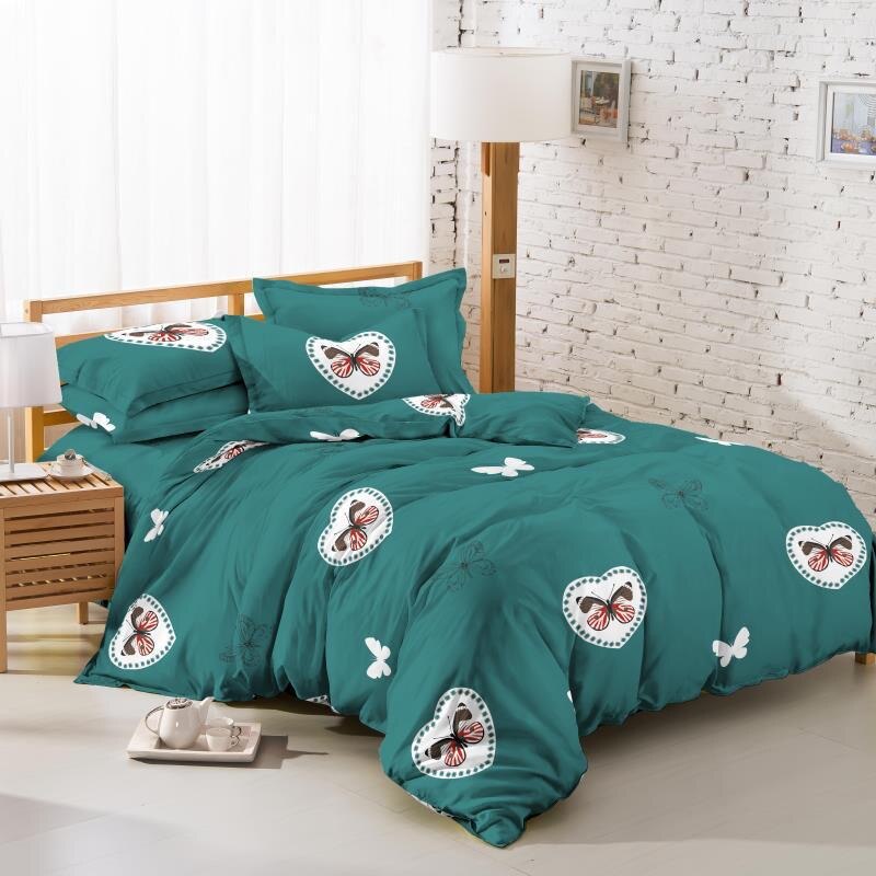 Lenjerie de pat cu doua fete pentru 2 persoane din bumbac 4 piese, verde Katia215