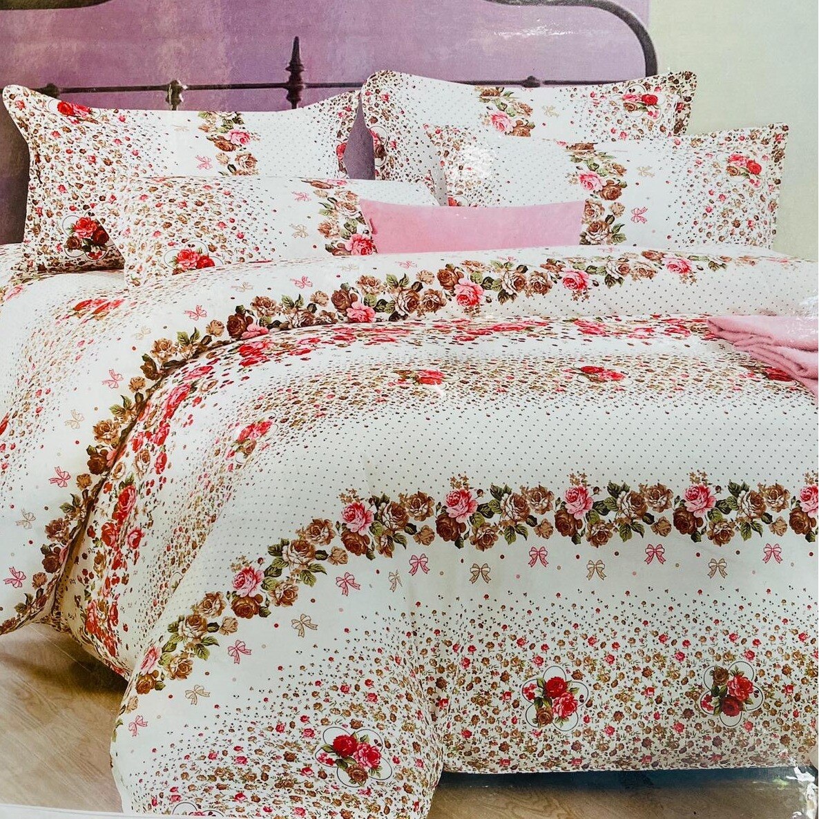Lenjerie de pat cu doua fete pentru 2 persoane din bumbac 4 piese, orange Katia220