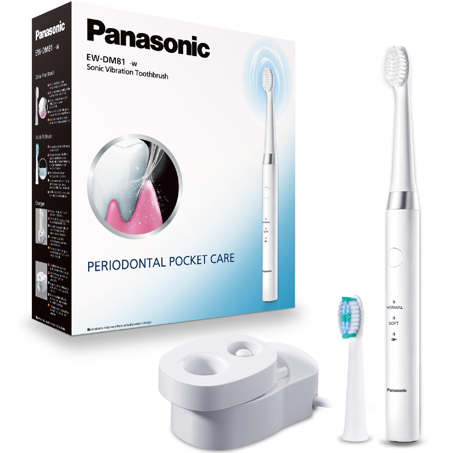 Periuta de dinti Panasonic Sonic vibration EW-DM81-W503, 31.000 oscilatii, Alb