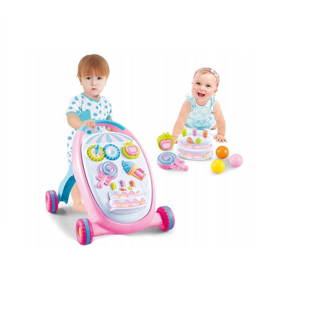 Premergator interactiv IDL Primii pasi - SWEET LOLIPOP, ajuta la coordonarea ochi-mana-sunet, diversitate de accesorii simbolice care asigura distractia celor mici, Diverse activitati in limba engleza, Functionalitate pe baterii, Culoare- roz