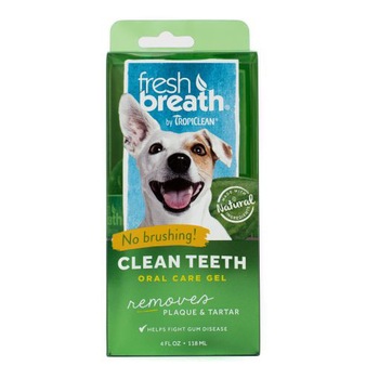 Gel dentar pentru caini Tropiclean Fresh Breath, fara periaj, 118ml Gel dentar pentru caini Tropiclean Fresh Breath, fara periaj, 118ml