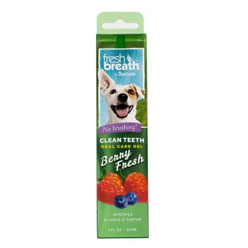 Gel dentar pentru caini Tropiclean Fresh Breath, fara periaj, aroma de fructe de padure, 59ml