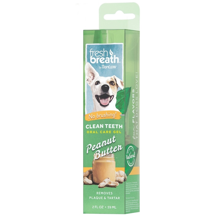 Дентален гел за кучета Tropiclean Fresh Breath, Без четка, Фъстъчено масло, 59 мл