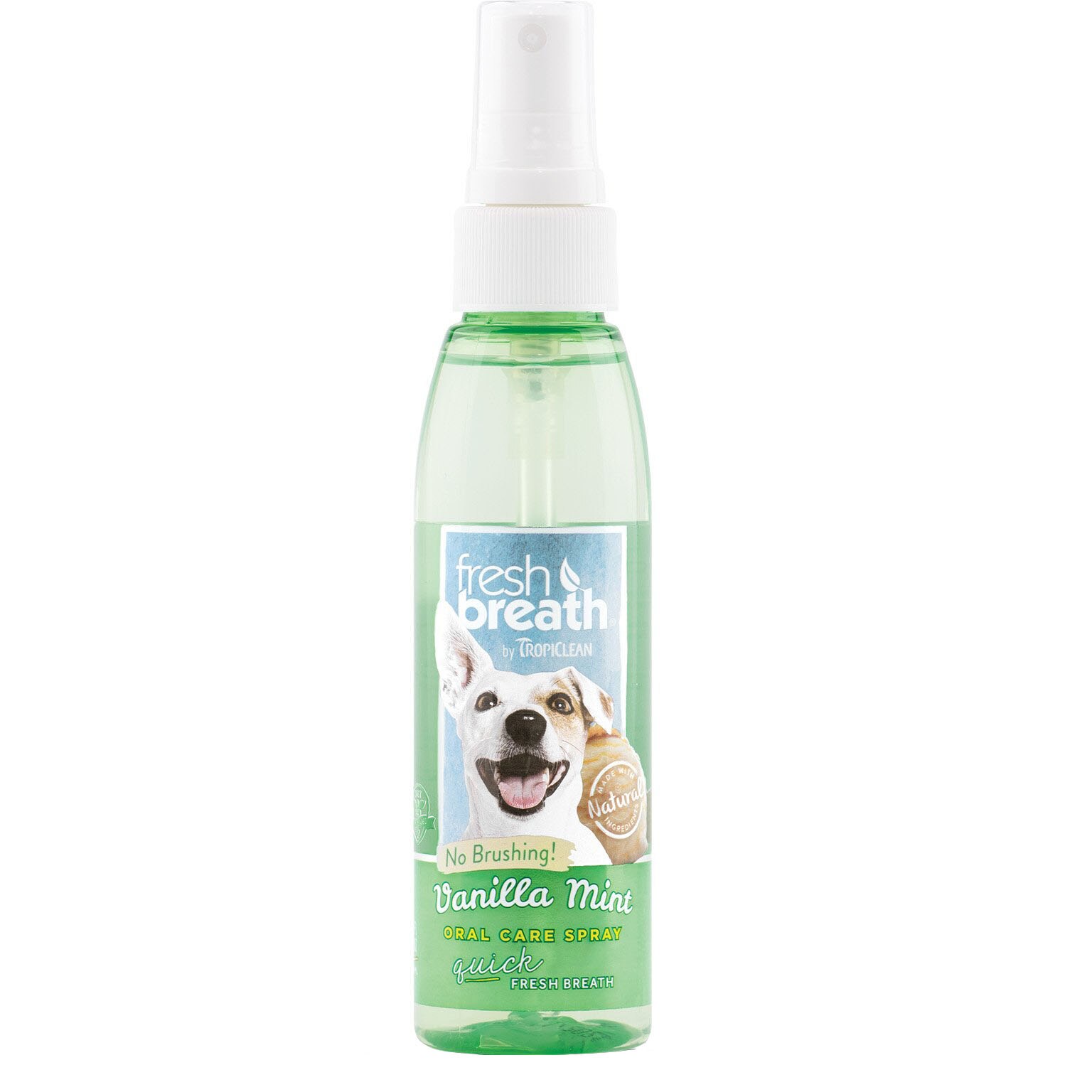 Spray pentru respiratie proaspata Tropiclean Fresh Breath, aroma de vanilie si menta, 118ml