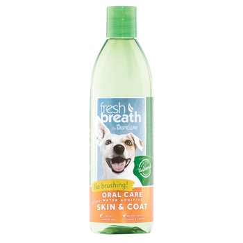Aditiv apa pentru caini Tropiclean Fresh Breath, respiratie proaspata, piele si blana sanatoasa, 473ml Aditiv apa pentru caini Tropiclean Fresh Breath, respiratie proaspata, piele si blana sanatoasa, 473ml