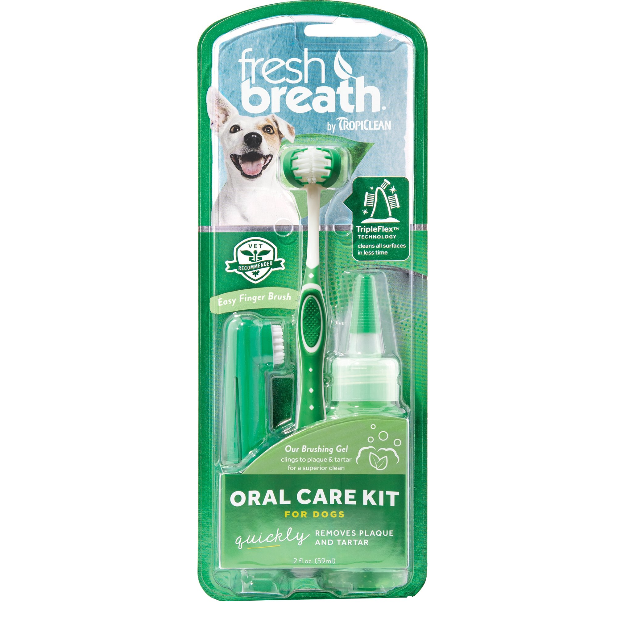 Kit igiena orala pentru caini Tropiclean Fresh Breath, 59ml